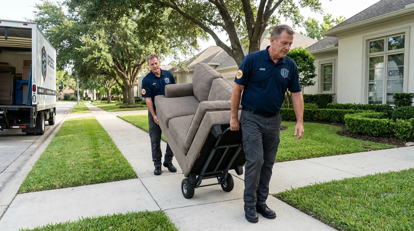 Local residential moving crew loading furniture in Wellman, IA
